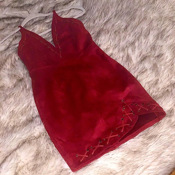 NWOT💥TEA & CUP LOS ANGELES🍒 Faux Suede Dress - Picture 4 of 5